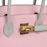 Hermes Special Order (HSS) Birkin 30 Rose Sakura, Gris Perle Chevre Mysore Gold Hardware - Thumbnail View 7