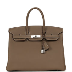 Pre-owned Hermes Birkin 35 Etoupe Togo Palladium Hardware