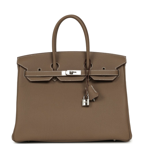 Pre-owned Hermes Birkin 35 Etoupe Togo Palladium Hardware