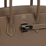Pre-owned Hermes Birkin 35 Etoupe Togo Palladium Hardware - Thumbnail View 7