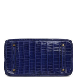 Pre-owned Hermes Birkin 35 Bleu Electric Shiny Porosus Crocodile Gold Hardware - Thumbnail View 6