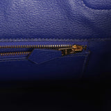 Pre-owned Hermes Birkin 35 Bleu Electric Shiny Porosus Crocodile Gold Hardware - Thumbnail View 9