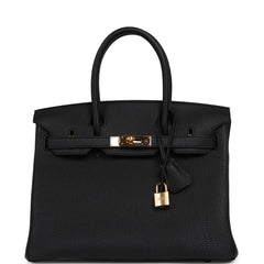 Pre-owned Hermes Birkin 30 Black Togo Gold Hardware