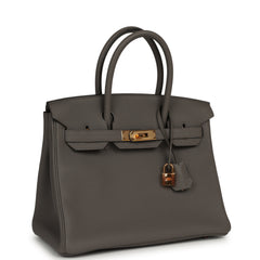 Pre-owned Hermes Birkin 30 Etain Togo Rose Gold Hardware