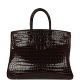Vintage Hermes Birkin 35 Havane Shiny Porosus Crocodile Palladium Hardware - Thumbnail View 4
