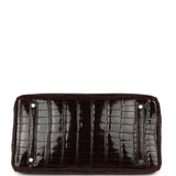 Vintage Hermes Birkin 35 Havane Shiny Porosus Crocodile Palladium Hardware - Thumbnail View 6