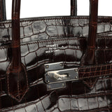 Vintage Hermes Birkin 35 Havane Shiny Porosus Crocodile Palladium Hardware - Thumbnail View 7