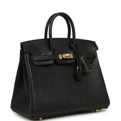 Hermes Special Order (HSS) Birkin 25 Black Verso Ostrich Permabrass Hardware