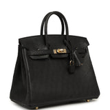 Hermes Special Order (HSS) Birkin 25 Black Verso Ostrich Permabrass Hardware - Thumbnail View 2