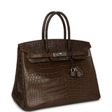 Pre-owned Hermes Birkin 35 Gris Elephant Matte Alligator Palladium Hardware - Thumbnail View 2