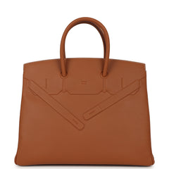 Hermes Birkin Shadow 35 Gold Swift Palladium Hardware