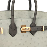 Hermes Special Order (HSS) Birkin 25 Gris Perle, Graphite Ostrich Rose Gold Hardware - Thumbnail View 7