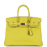 Pre-owned Hermes Birkin 35 Lime Candy Epsom Palladium Hardware - Thumbnail View 1