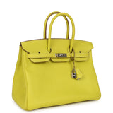 Pre-owned Hermes Birkin 35 Lime Candy Epsom Palladium Hardware - Thumbnail View 2