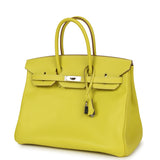 Pre-owned Hermes Birkin 35 Lime Candy Epsom Palladium Hardware - Thumbnail View 5