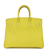 Pre-owned Hermes Birkin 35 Lime Candy Epsom Palladium Hardware - Thumbnail View 4