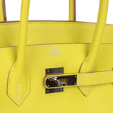 Pre-owned Hermes Birkin 35 Lime Candy Epsom Palladium Hardware - Thumbnail View 7