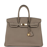 Pre-owned Hermes Birkin 35 Gris Asphalte Togo Gold Hardware - Thumbnail View 1