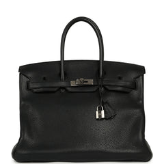 Pre-owned Hermes Birkin 35 Black Togo Palladium Hardware