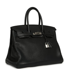 Pre-owned Hermes Birkin 35 Black Togo Palladium Hardware