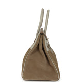 Pre-owned Hermes Birkin 35 Gris Caillou Grizzly, Gris Pale Evercolor Permabrass Hardware - Thumbnail View 3
