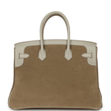 Pre-owned Hermes Birkin 35 Gris Caillou Grizzly, Gris Pale Evercolor Permabrass Hardware - Thumbnail View 4
