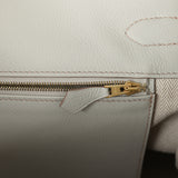 Pre-owned Hermes Birkin 35 Gris Caillou Grizzly, Gris Pale Evercolor Permabrass Hardware - Thumbnail View 9