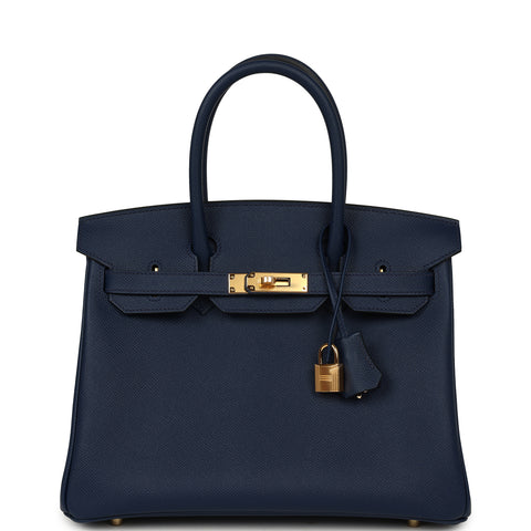 Hermes Birkin 30 Bleu Navy Epsom Gold Hardware