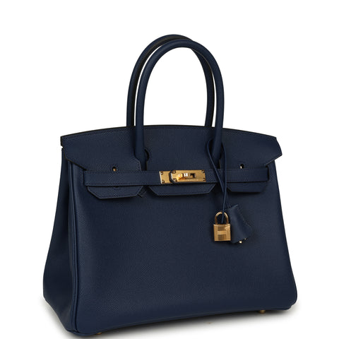 Hermes Birkin 30 Bleu Navy Epsom Gold Hardware