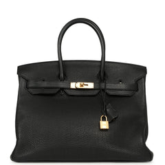 Pre-owned Hermes Birkin 35 Black Togo Gold Hardware