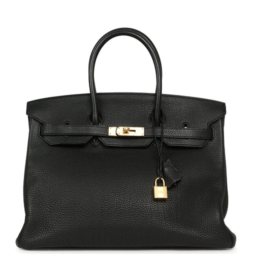 Pre-owned Hermes Birkin 35 Black Togo Gold Hardware