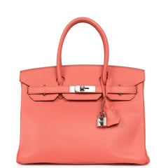 Pre-owned Hermes Birkin 30 Flamingo Epsom Palladium Hardware