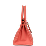 Pre-owned Hermes Birkin 30 Flamingo Epsom Palladium Hardware - Thumbnail View 3