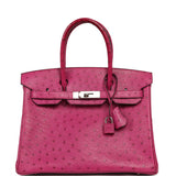 Pre-owned Hermes Birkin 30 Rose Pourpre Ostrich Palladium Hardware - Thumbnail View 1