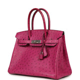 Pre-owned Hermes Birkin 30 Rose Pourpre Ostrich Palladium Hardware - Thumbnail View 5