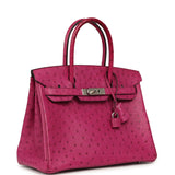 Pre-owned Hermes Birkin 30 Rose Pourpre Ostrich Palladium Hardware - Thumbnail View 2