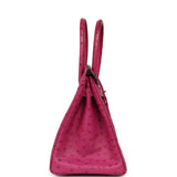 Pre-owned Hermes Birkin 30 Rose Pourpre Ostrich Palladium Hardware - Thumbnail View 3