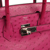 Pre-owned Hermes Birkin 30 Rose Pourpre Ostrich Palladium Hardware - Thumbnail View 7
