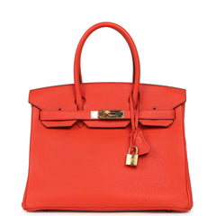 Pre-owned Hermes Birkin 30 Capucine Togo Gold Hardware