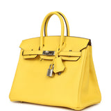 Pre-owned Hermes Birkin 25 Jaune de Naples Novillo Palladium Hardware - Thumbnail View 5