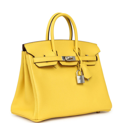 Pre-owned Hermes Birkin 25 Jaune de Naples Novillo Palladium Hardware