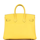 Pre-owned Hermes Birkin 25 Jaune de Naples Novillo Palladium Hardware - Thumbnail View 4