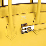 Pre-owned Hermes Birkin 25 Jaune de Naples Novillo Palladium Hardware - Thumbnail View 7