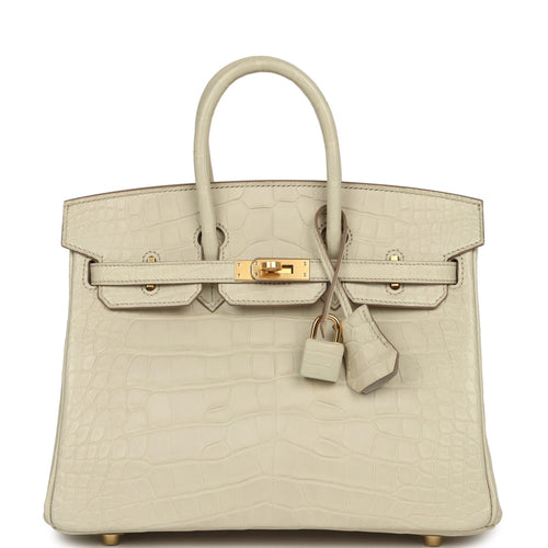 Hermes Birkin 25 Beton Matte Alligator Gold Hardware