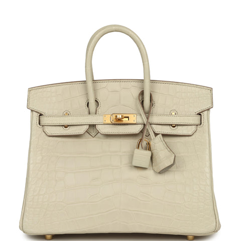 Hermes Birkin 25 Beton Matte Alligator Gold Hardware