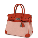 Pre-owned Hermes Quadrille Birkin 30 Terre Battue, Brique, Mauve Pale, Ecru Swift, Toile Palladium Hardware - Thumbnail View 5