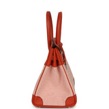 Pre-owned Hermes Quadrille Birkin 30 Terre Battue, Brique, Mauve Pale, Ecru Swift, Toile Palladium Hardware - Thumbnail View 3