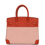 Pre-owned Hermes Quadrille Birkin 30 Terre Battue, Brique, Mauve Pale, Ecru Swift, Toile Palladium Hardware - Thumbnail View 4