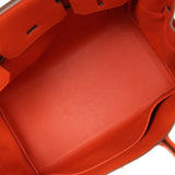 Pre-owned Hermes Quadrille Birkin 30 Terre Battue, Brique, Mauve Pale, Ecru Swift, Toile Palladium Hardware - Thumbnail View 8