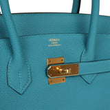 Pre-owned Hermes Birkin 35 Turquoise Togo Gold Hardware - Thumbnail View 7